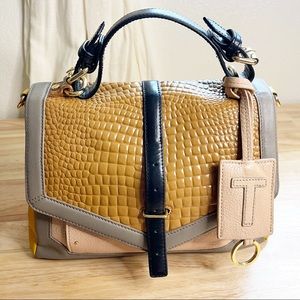 Tory Burch 797 Croc Embossed Satchel EUC